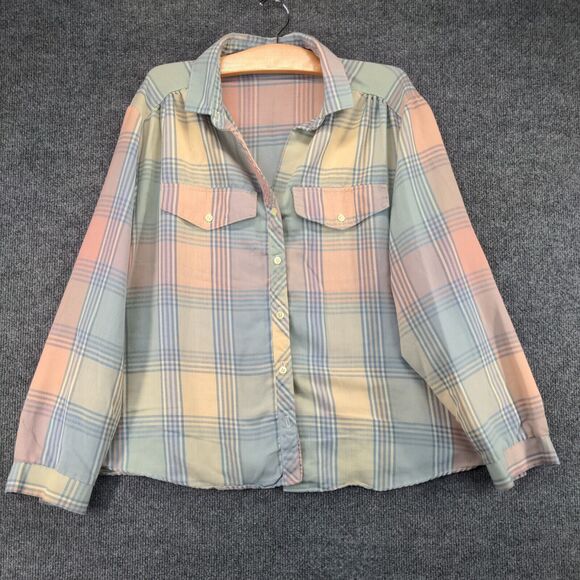 Ms Russ Womens Button Front Shirt Multi Plaid XXL Button Front Long Sleeve - Picture 2 of 16